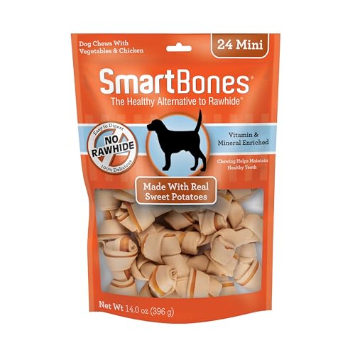 SmartBones Mini friandises sans cuir brut faciles à digérer pour chien.