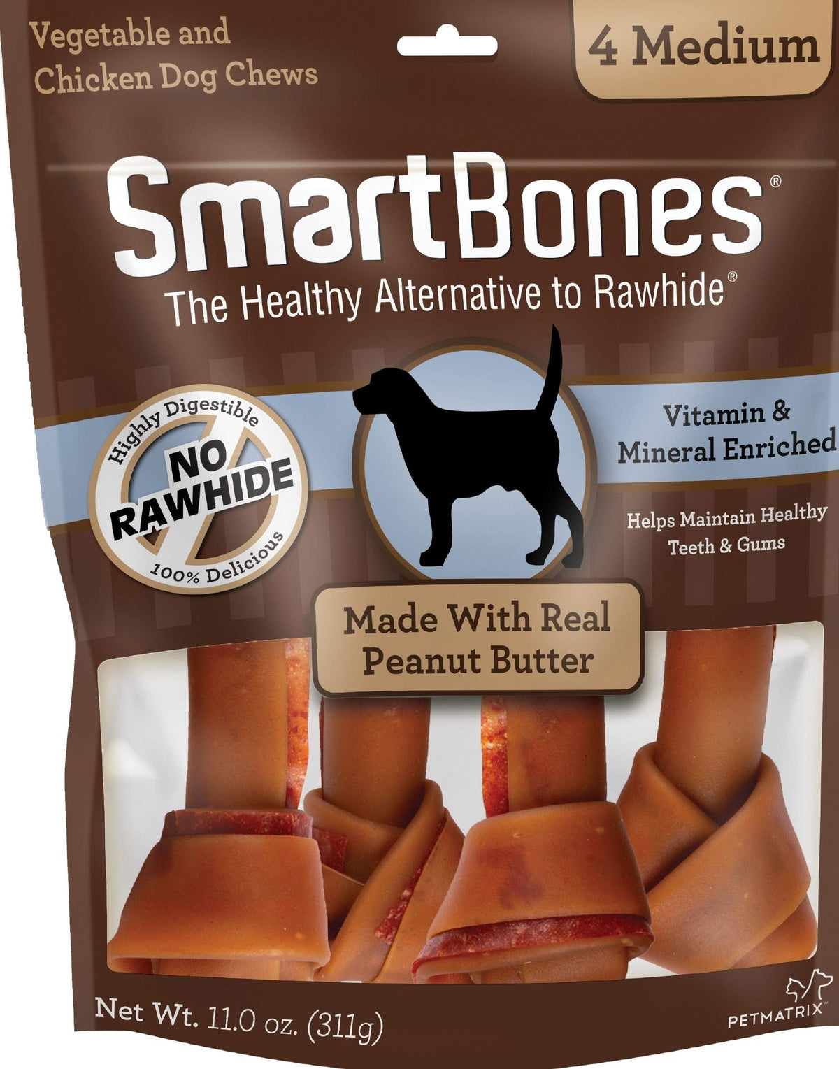 SmartBones os moyen beurre cacahuète exterieur : bouchée savoureuse pour chiens gourmands.