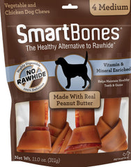 SmartBones os moyen beurre cacahuète exterieur : bouchée savoureuse pour chiens gourmands.