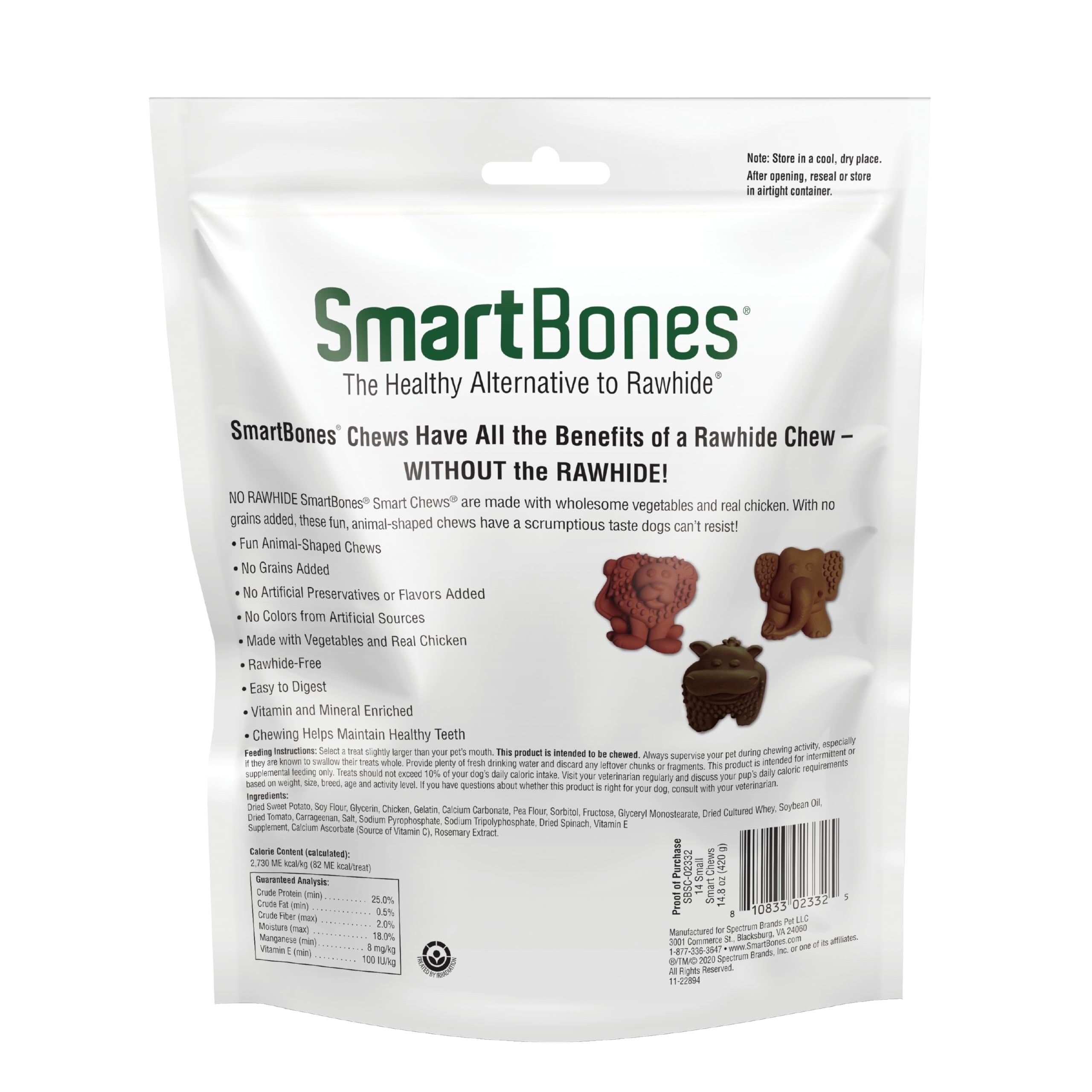 SmartBones – poulet et légumes, goût naturel pour chiens gourmands.