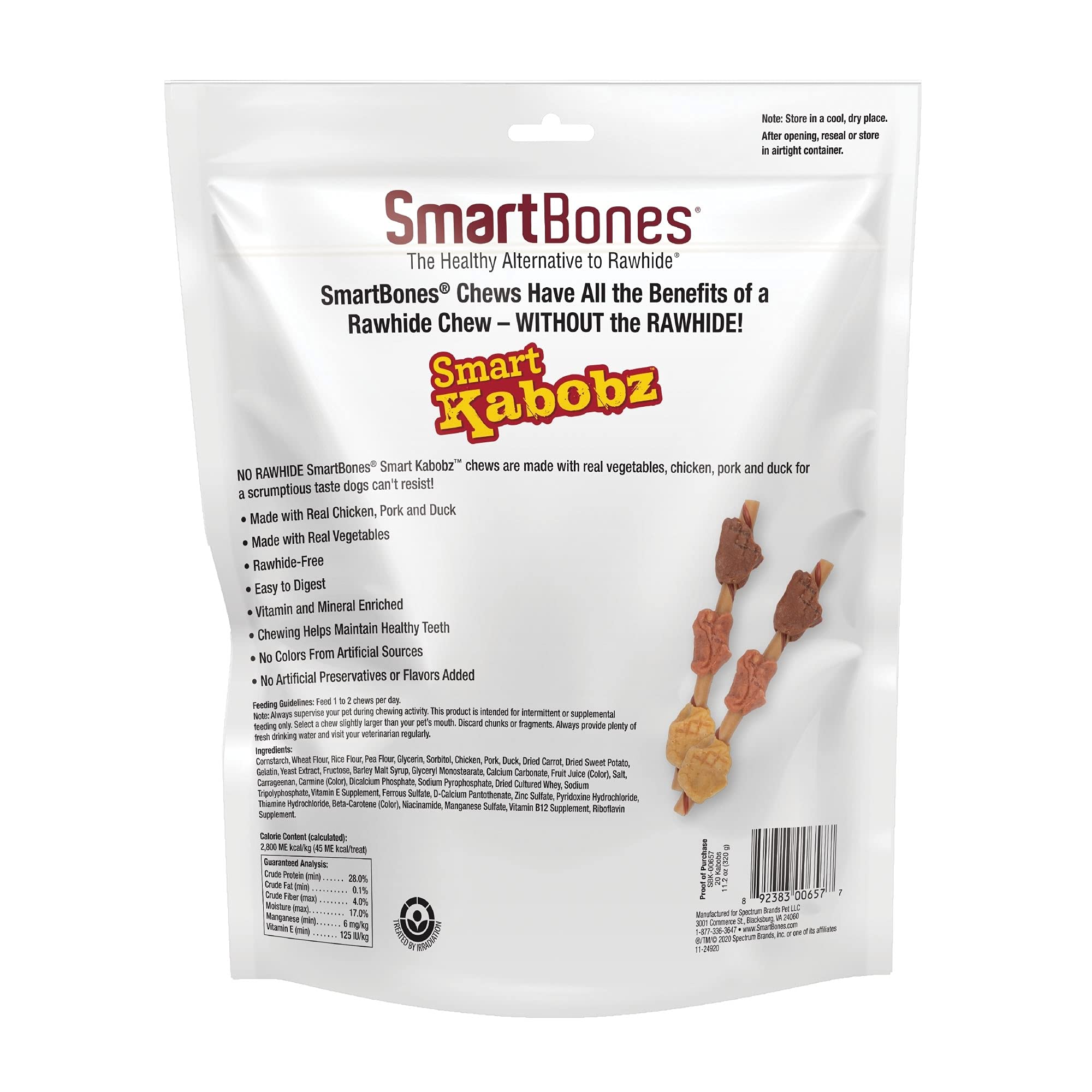 Texture croquante des SmartBones Smart Kabobz pour une mastication durable.