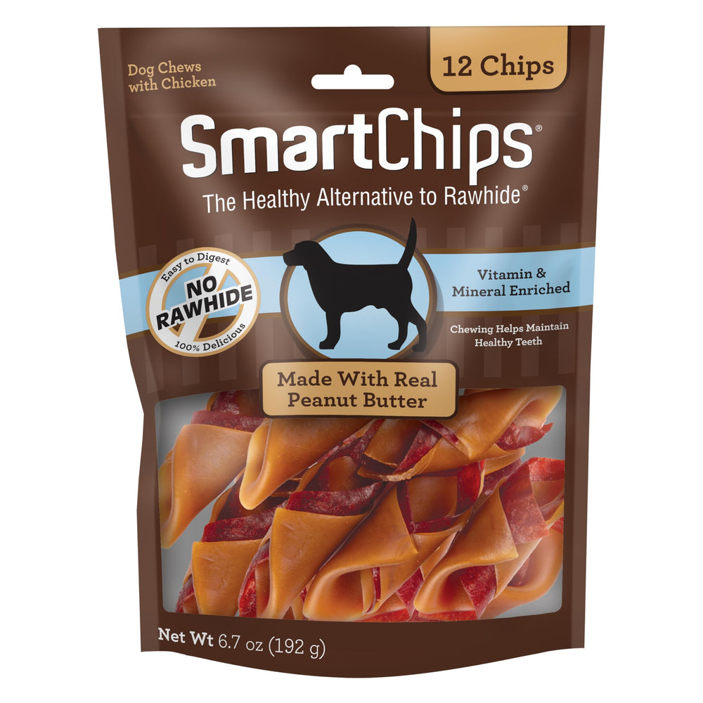 SmartBones SmartChips emballage sans cuir brut, goût beurre de cacahuète