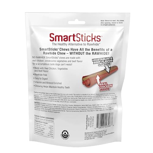 Emballage SmartBones SmartSticks sans rawhide, pratique pour le rangement et le voyage.