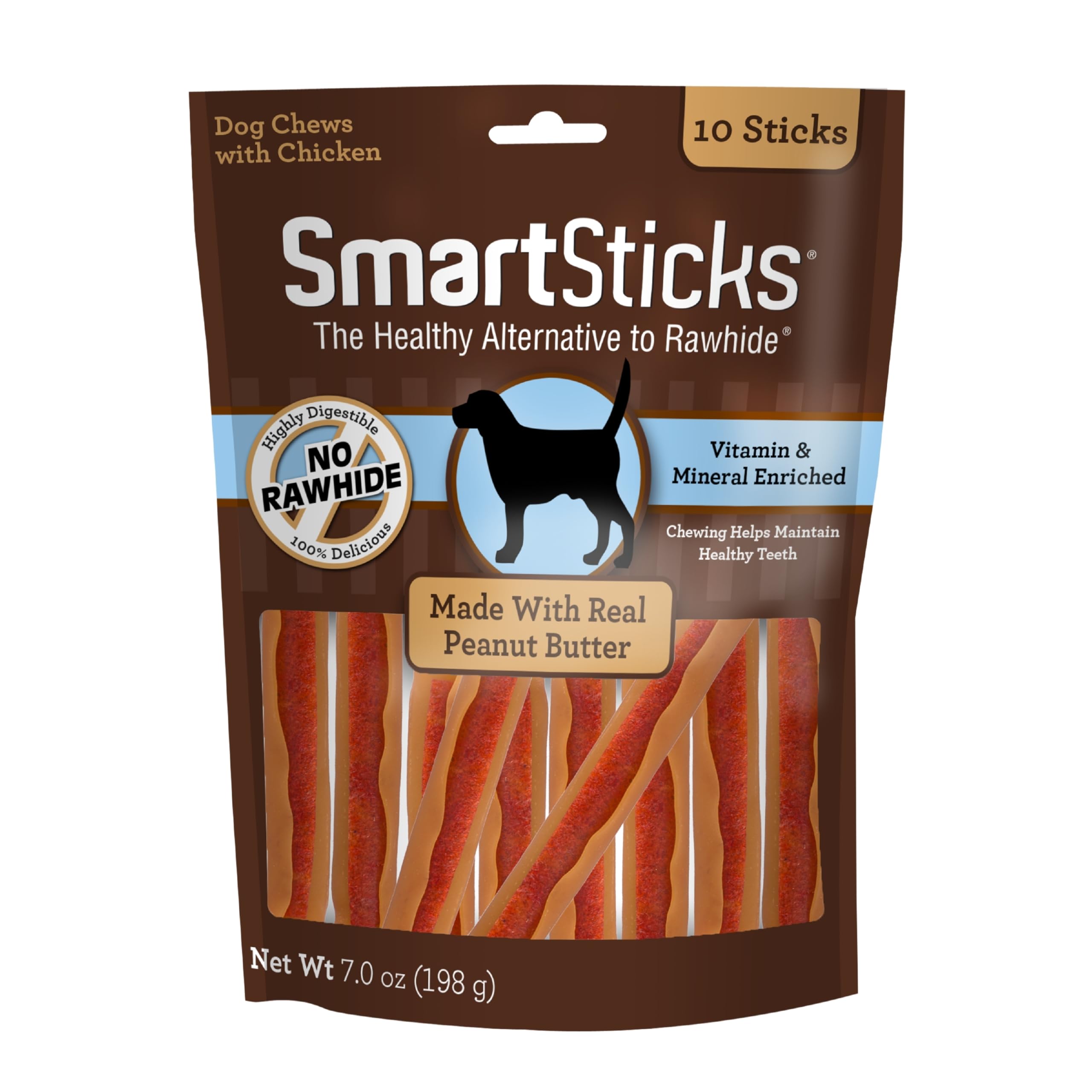 SmartBones SmartSticks emballage visible, friandise sans cuir pour chiens.