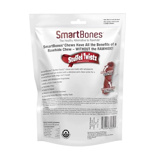 SmartBones Stuffed Twist Sticks détail poulet-legumes, texture et arômes attrayants