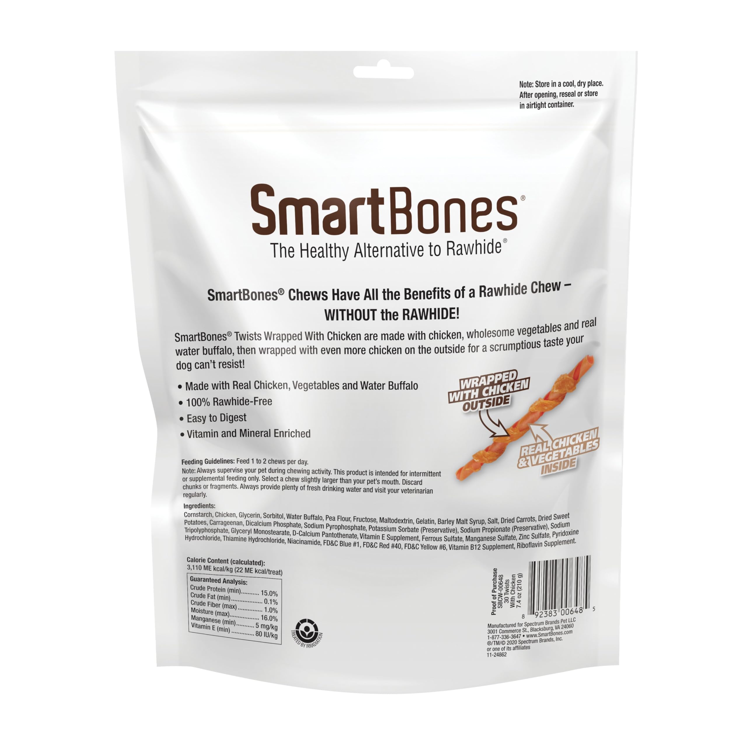 SmartBones torsades poulet-buffle emballage extérieur pour chien.