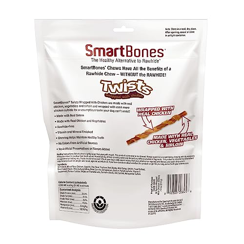SmartBones Twists sans cuir brut, friandise facile à digérer pour chiens.