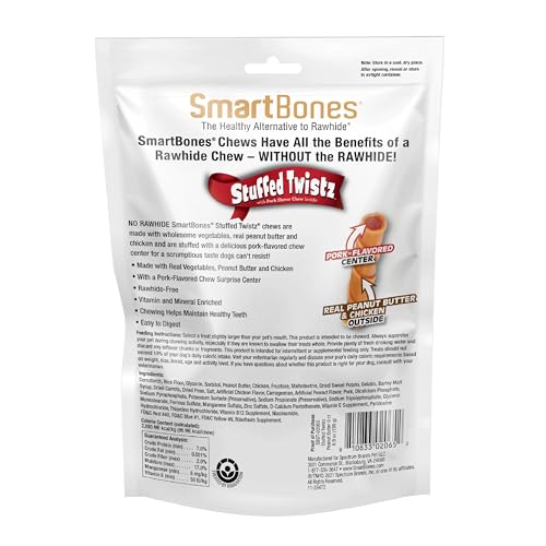 Étiquette et emballage des SmartBones Twistz sans cuir cru.