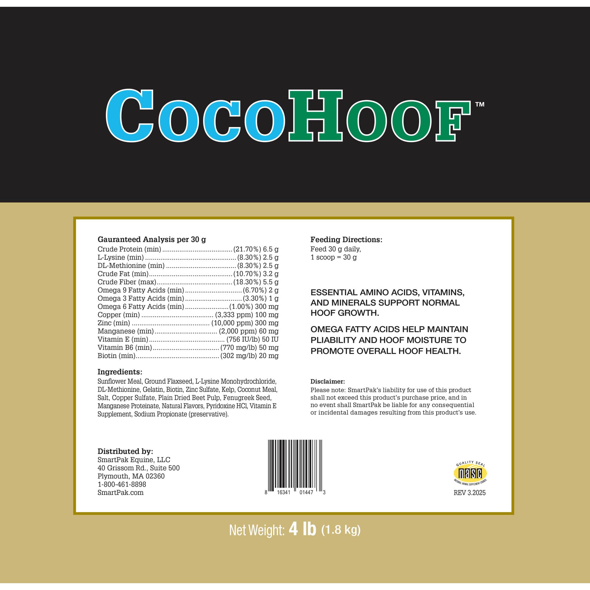 SmartEquine CocoHoof minéraux essentiels pour l'intégrité des sabots.