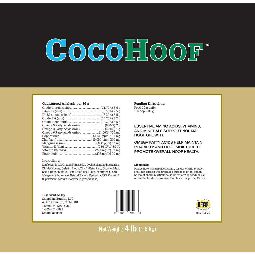 SmartEquine CocoHoof minéraux essentiels pour l'intégrité des sabots.