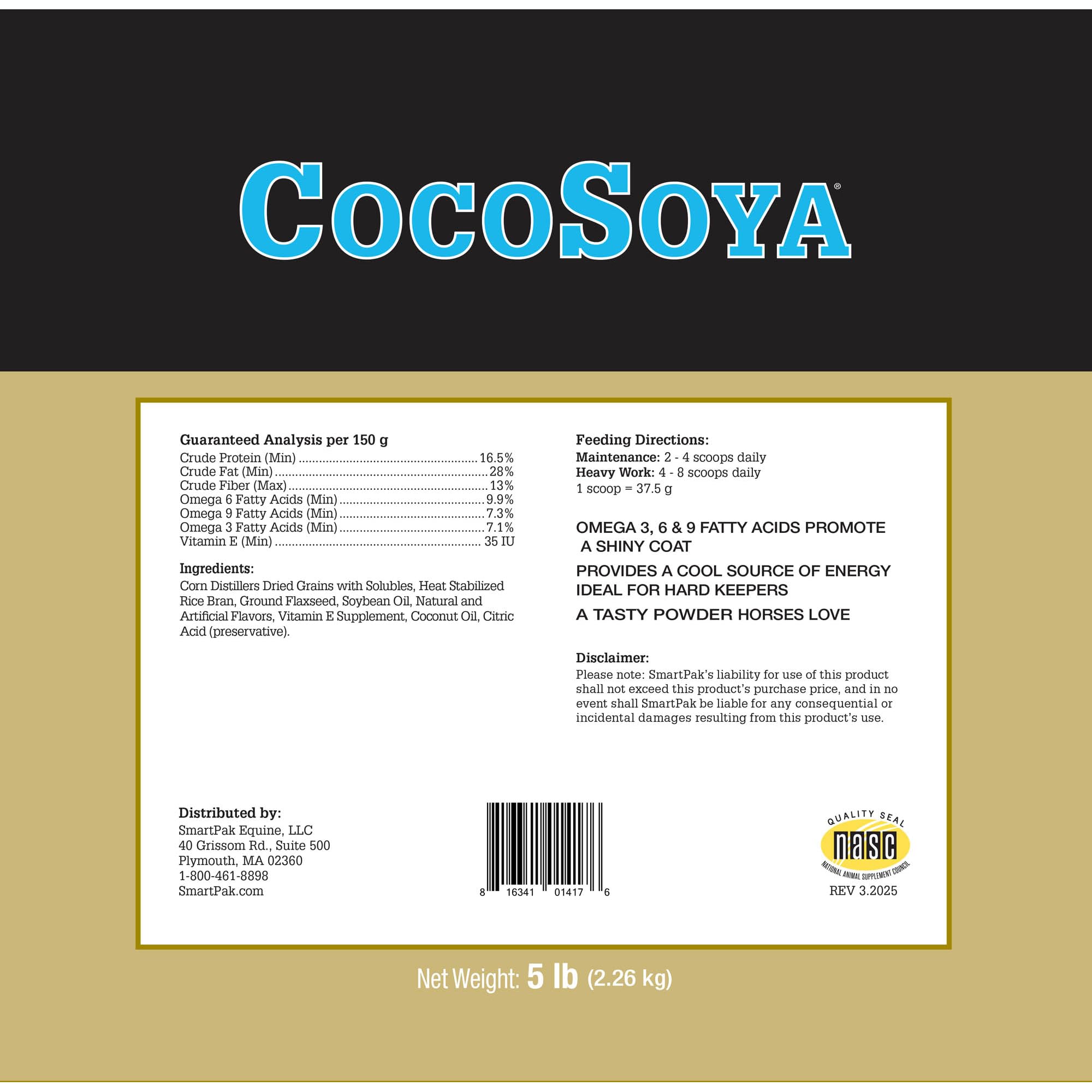 SmartEquine CocoSoya Granular, granulés faciles à ajouter à la ration quotidienne.