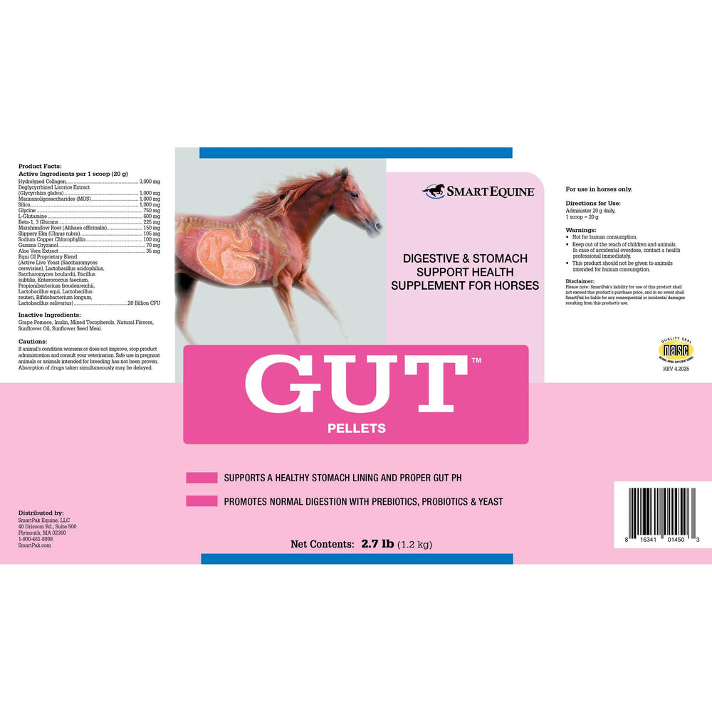 SmartEquine Gut Pellets avec cuillère-dose pour mesurer précisément la dose.