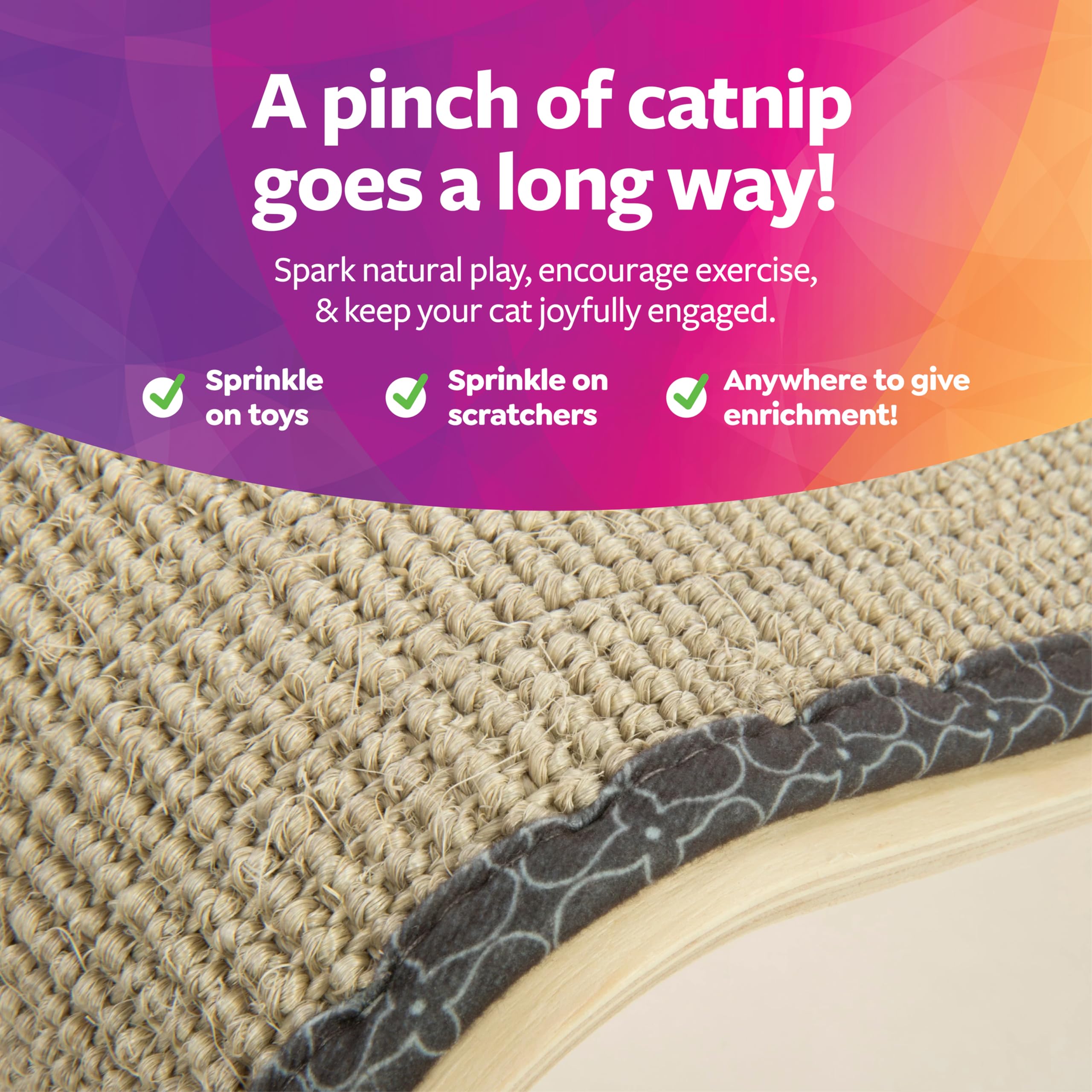 Catnip bio inclus — incite votre chat à tester rapidement la rampe.
