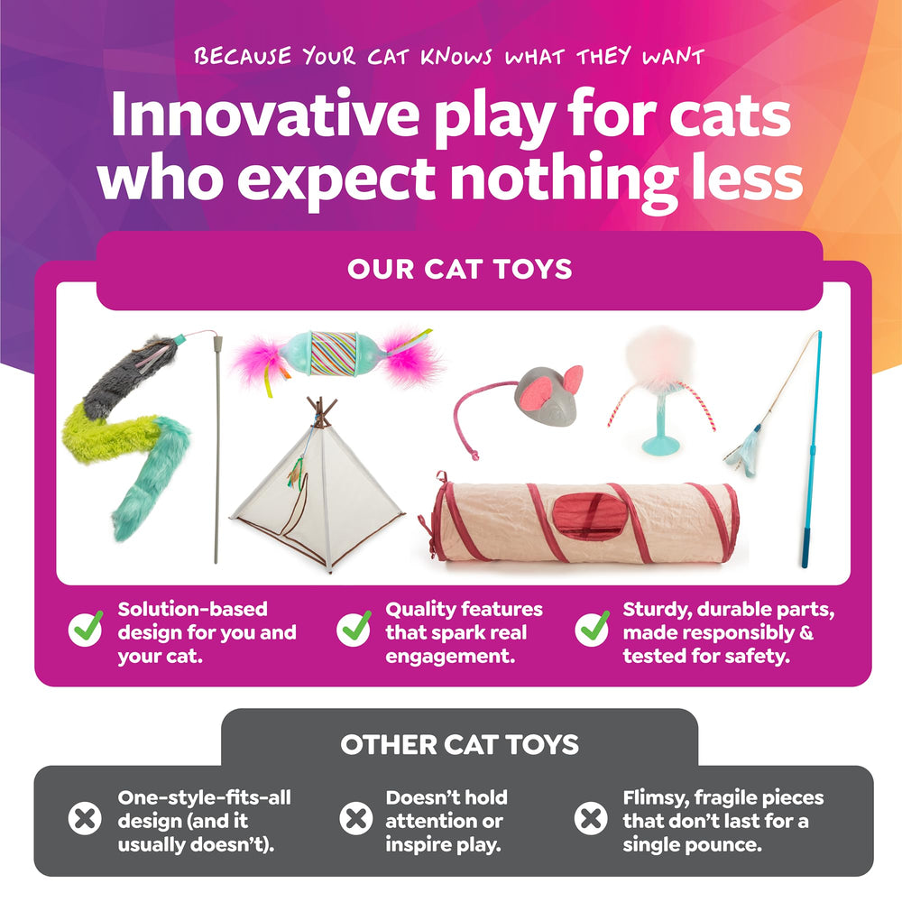 SmartyKat Frisky Flyer imite la proie en plumes bleues pour stimuler la chasse