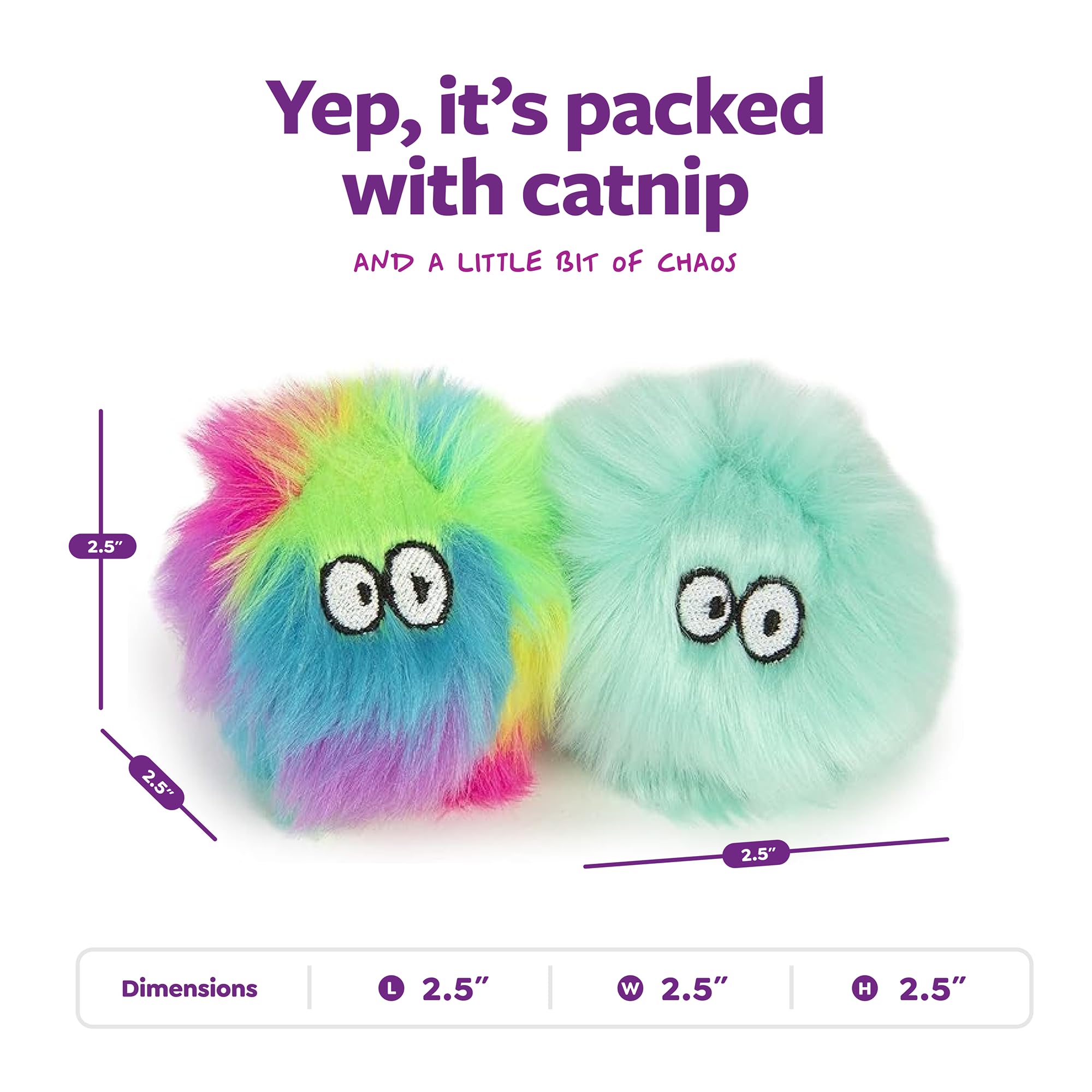 Balle peluche légère pour chat, SmartyKat Fuzzy Friends en mouvement.
