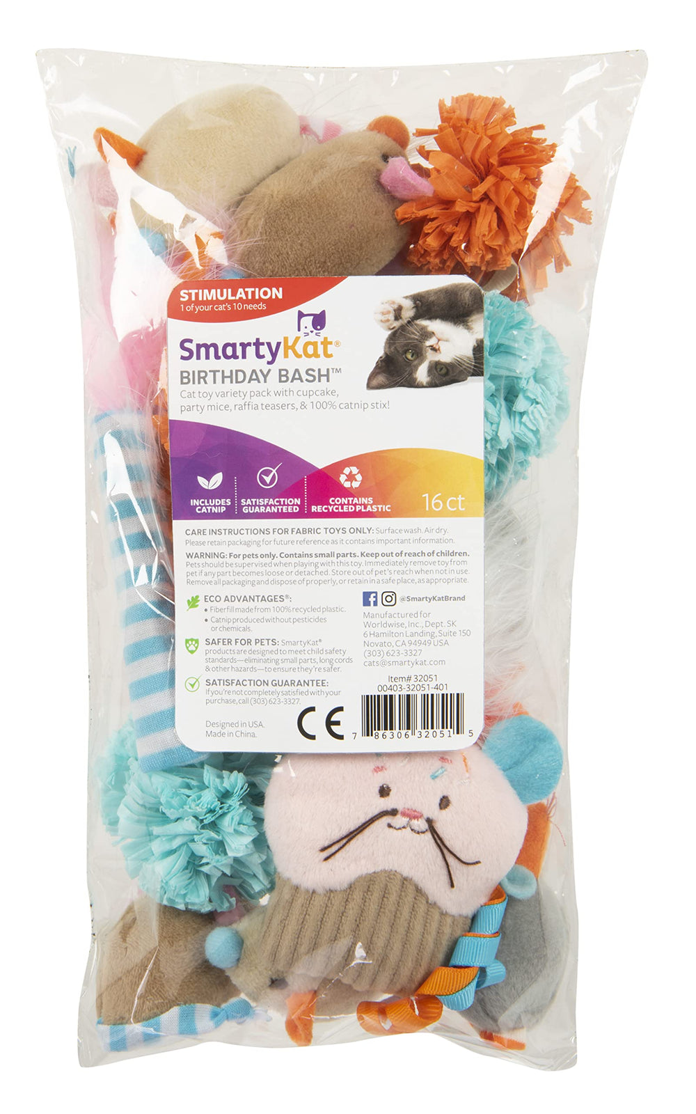 SmartyKat Jouet-chat-coloré-rafia: stimulation visuelle et jeu quotidien.
