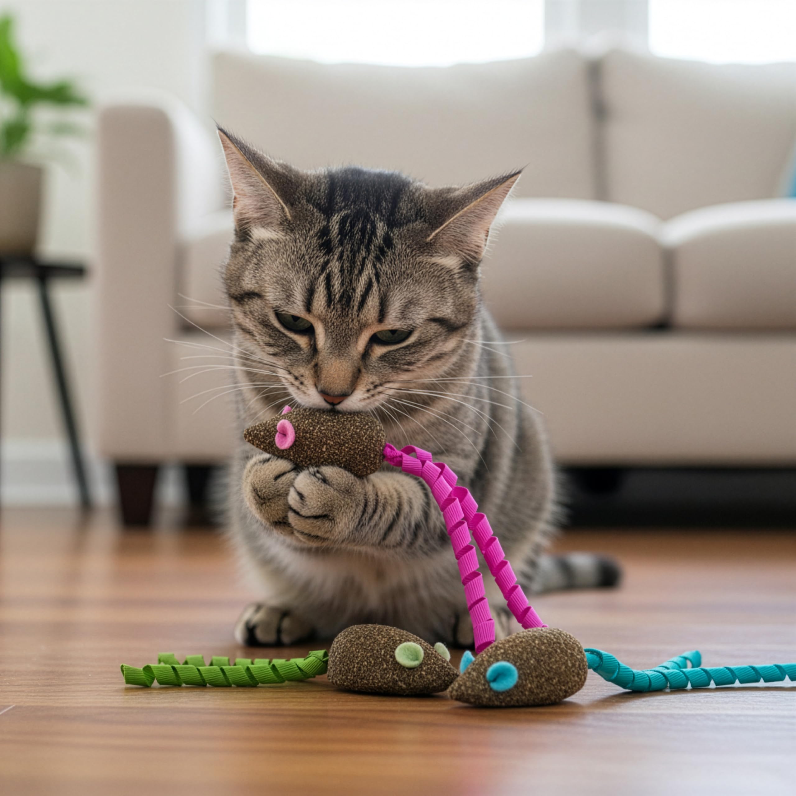 SmartyKat Magic Mice herbe à chat cultivée sans pesticides, jeu responsable.
