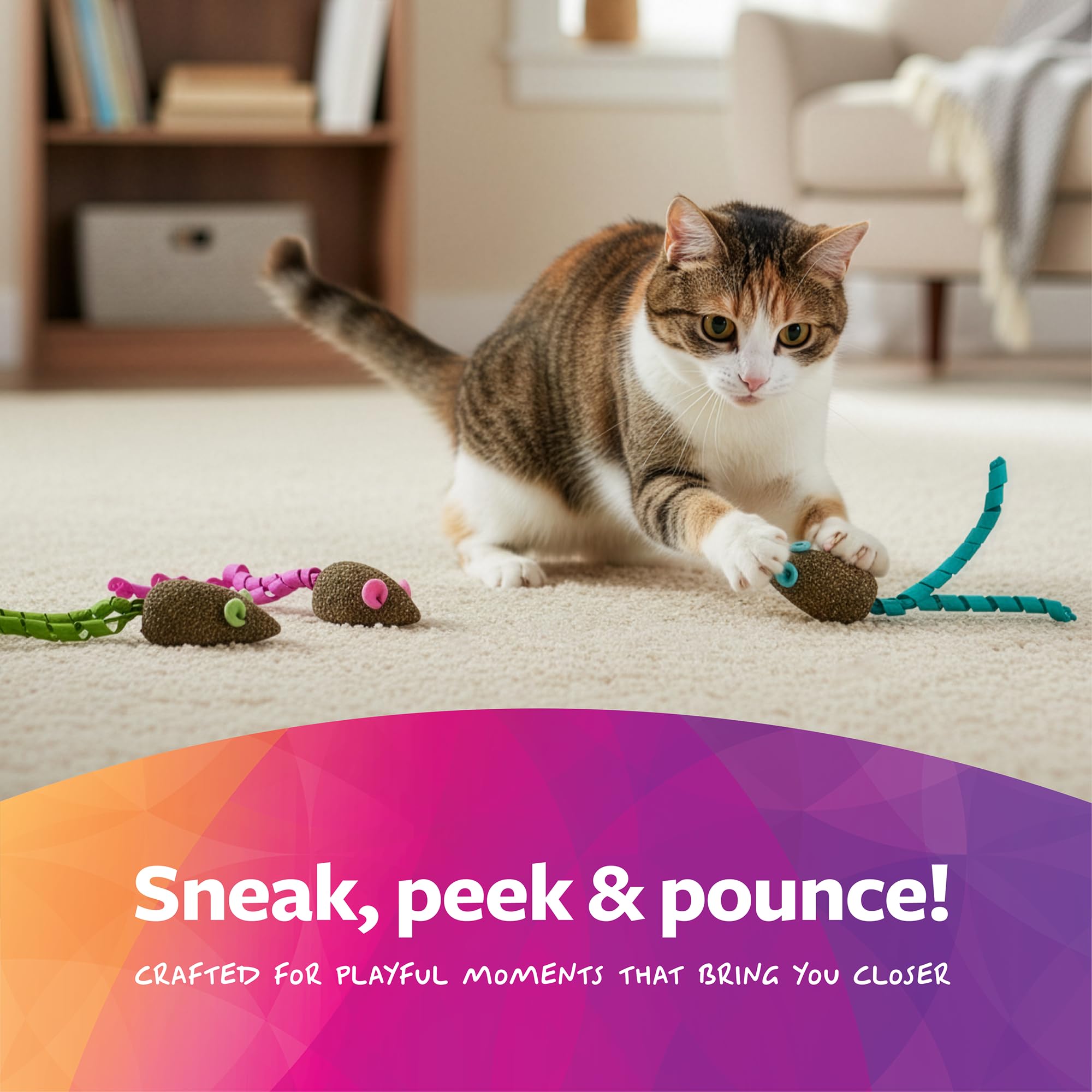 SmartyKat Magic Mice pour chasse et poursuite avec herbe à chat.