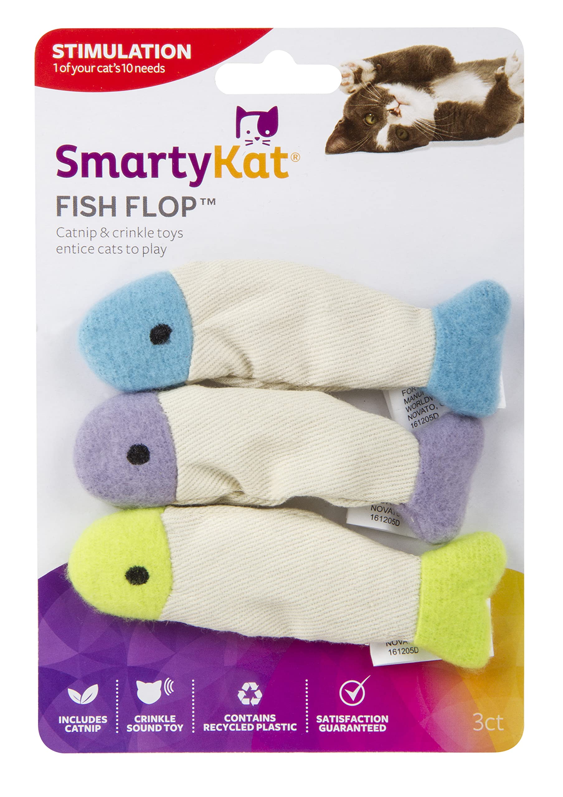 SmartyKat poisson-flop-crinkle-chat-jouet noir: stimulation sensorielle et divertissement