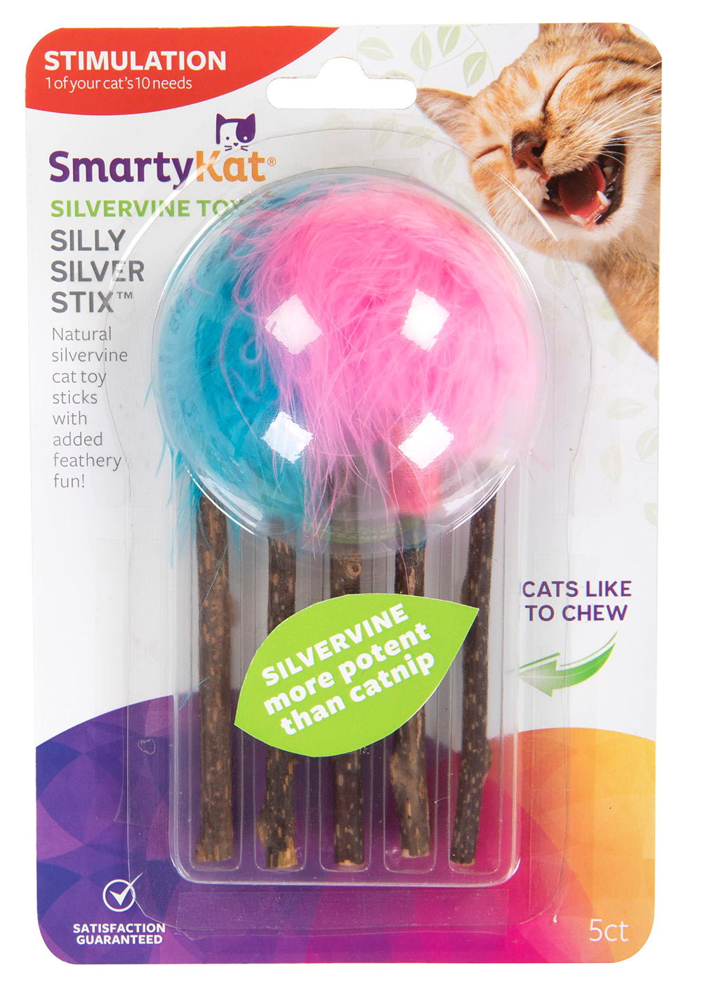 SmartyKat Silly Silver Stix baton: batonnet naturel stimulant l activité féline