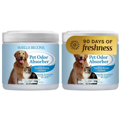 Gel SMELLS BEGONE absorbant les odeurs animales sur 450 pieds carrés.