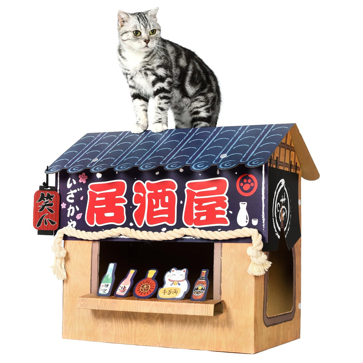 SMILE PAWS Maison chat carton, espace cosy pour jeux et repos.