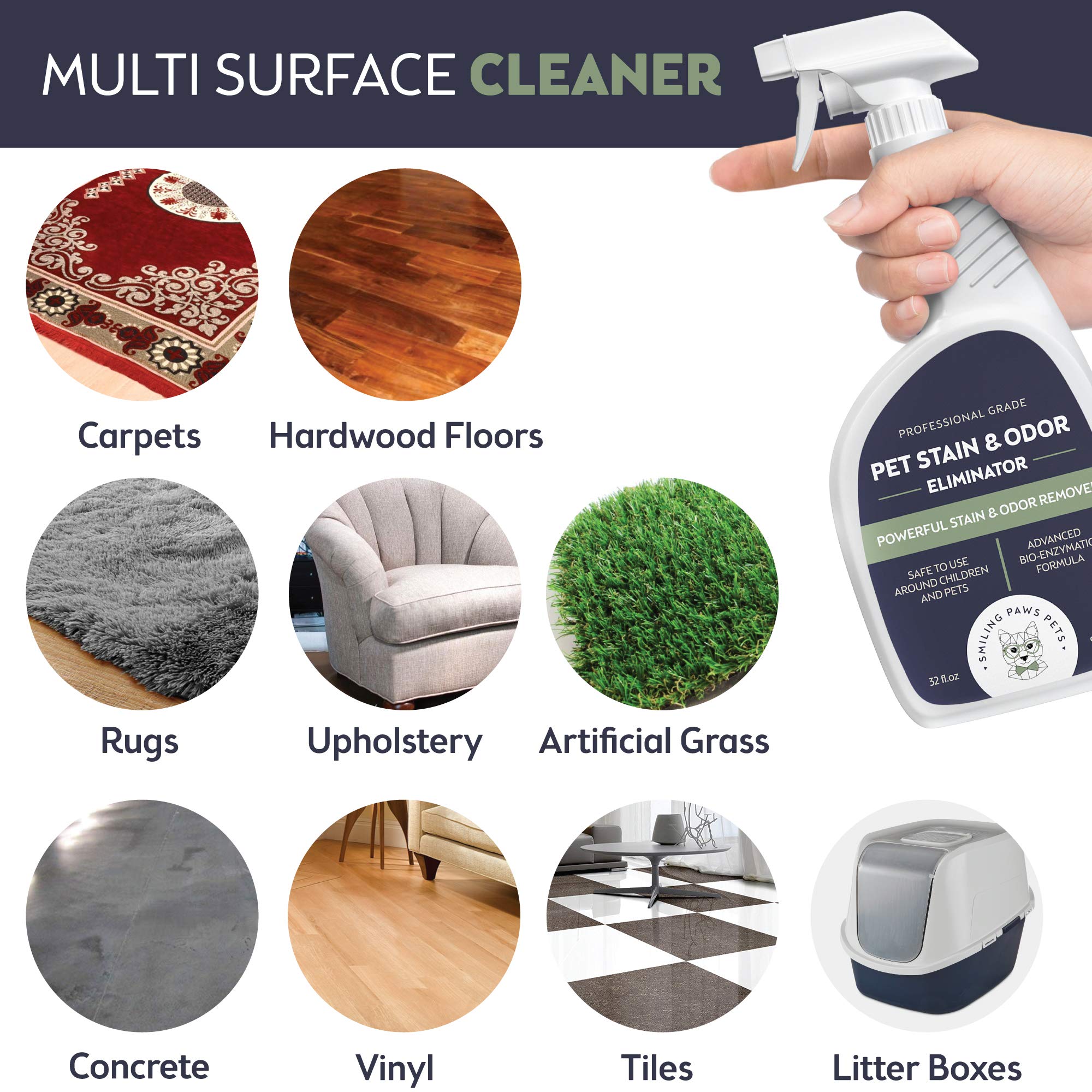 Smiling Paws Pets – odeur d urine disparaît sur tapis et bois grâce à l enzyme