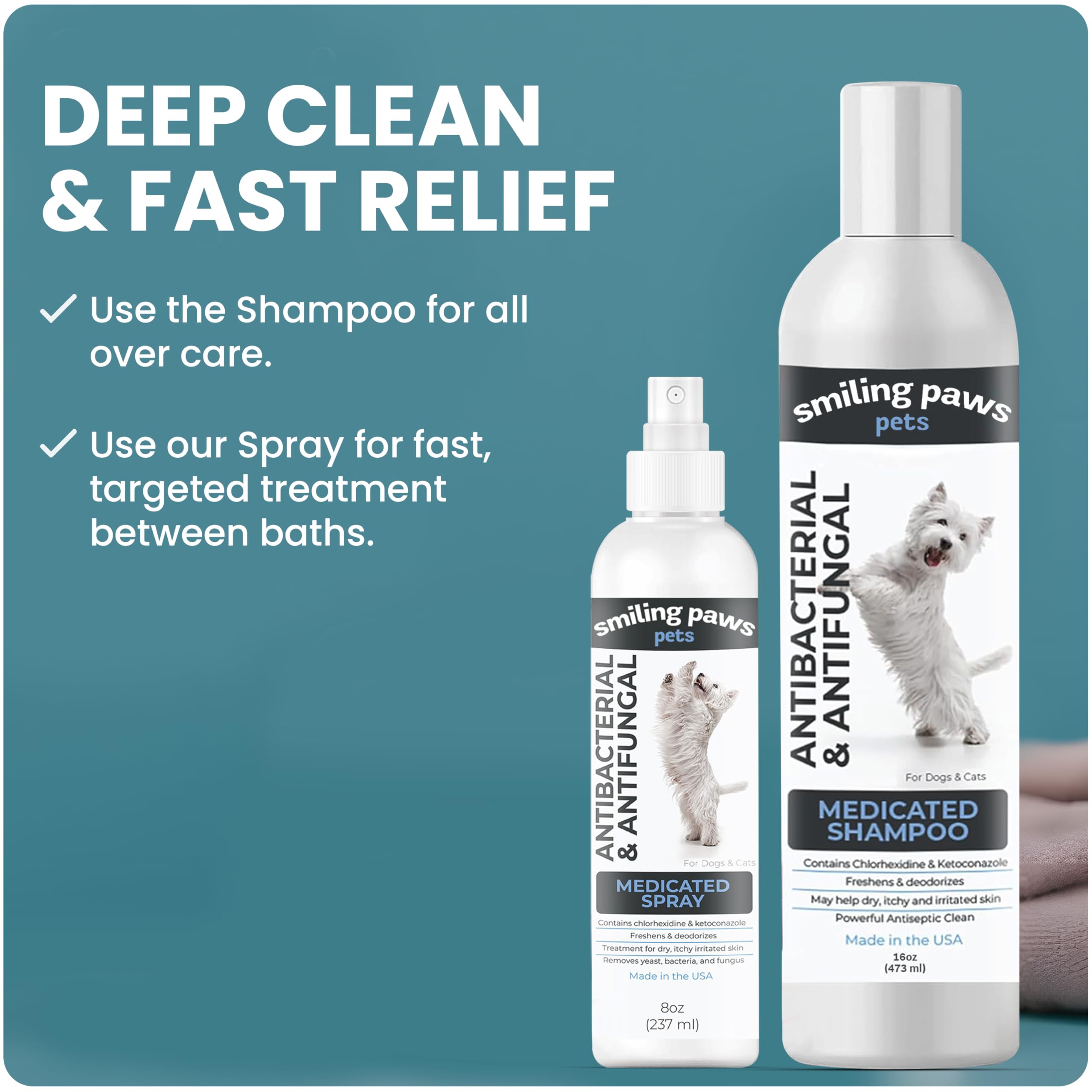 Soin cutané pratique à domicile avec Smiling Paws Pets Spray.