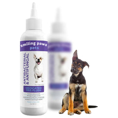Smiling Paws Pets Tris Flush, flacon-oreilles chiens, nettoyage en douceur et efficacité.