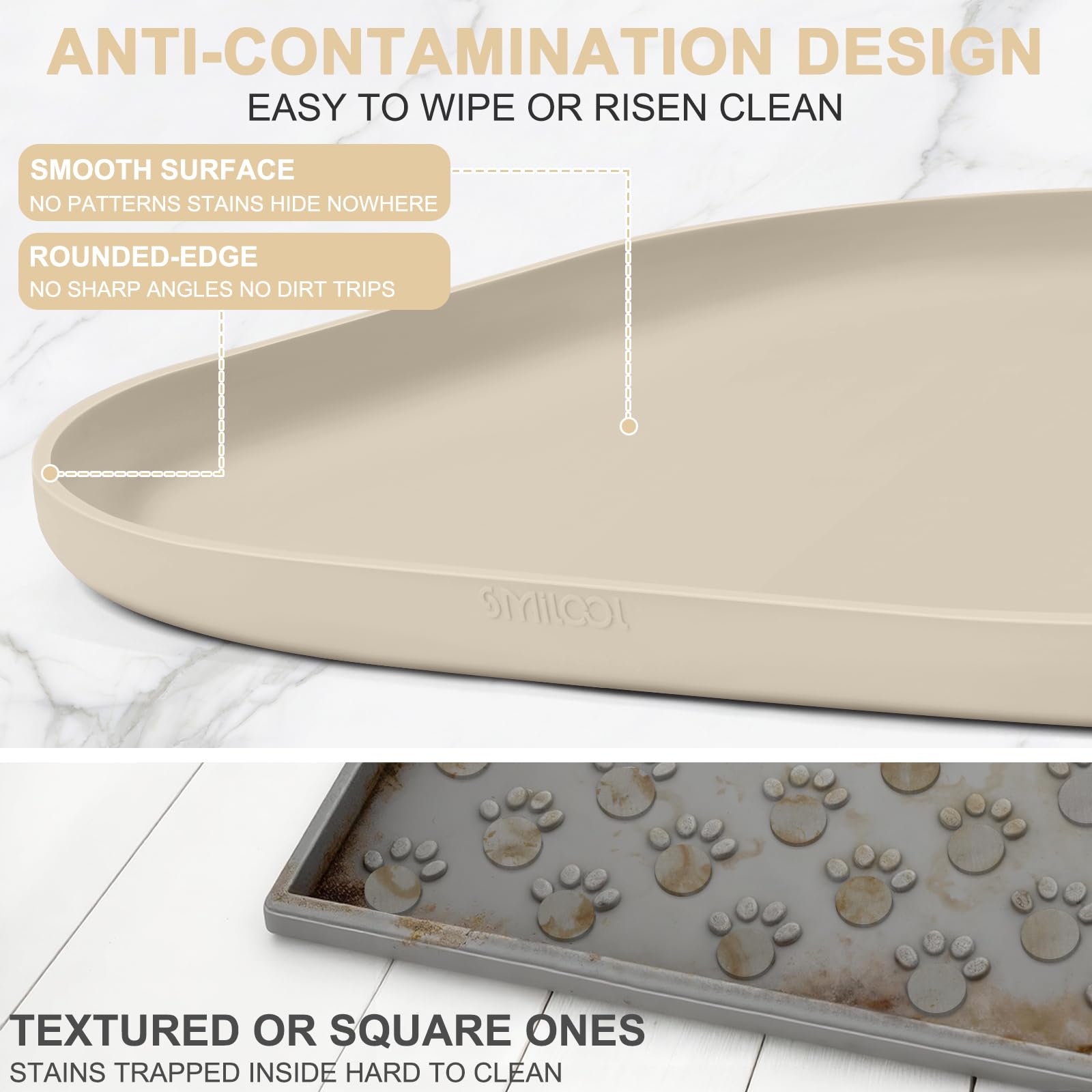 SMILOOL tapis grande taille 22x14 en silicone, adapté aux bols.