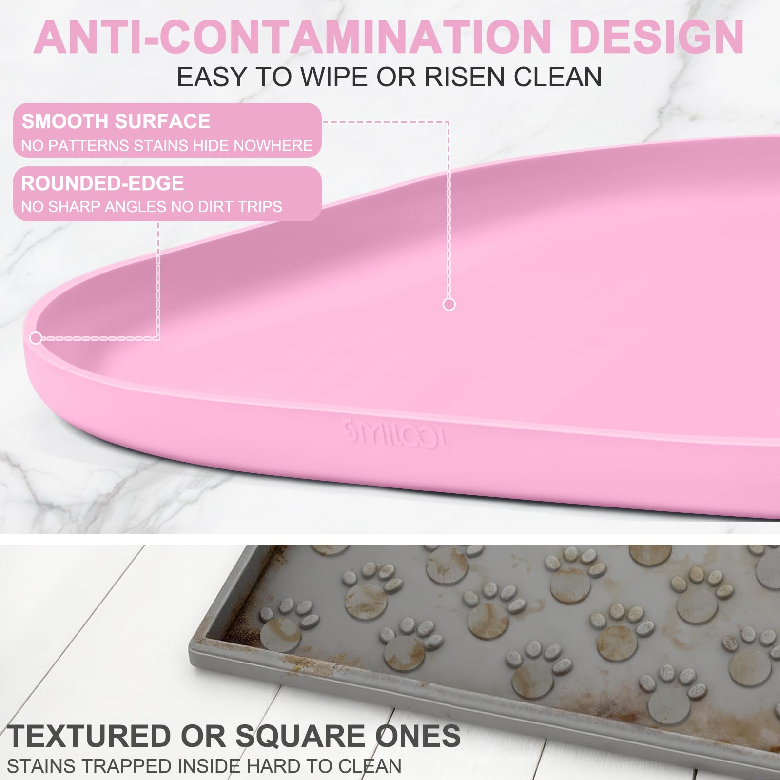Tapis SMILOOL disponible en plusieurs tailles rose pour s’adapter à vos bols.