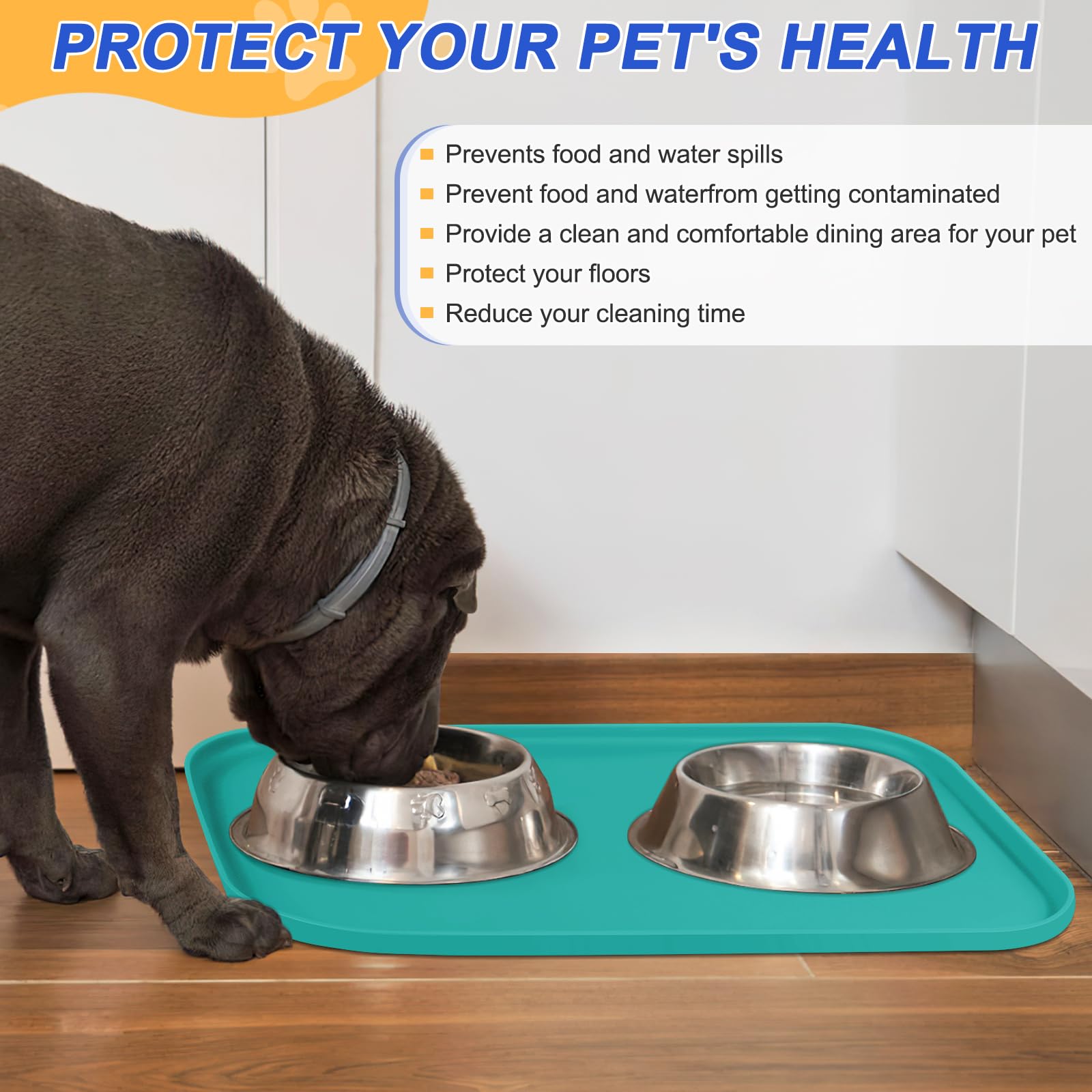 SMILOOL tapis silicone 24x16, usage polyvalent sous fontaine et gamelles.