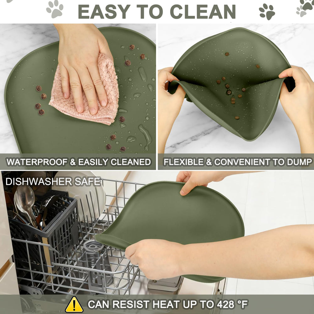 SMILOOL tapis-antideversement, bord relevé pour contenir nourriture et eau