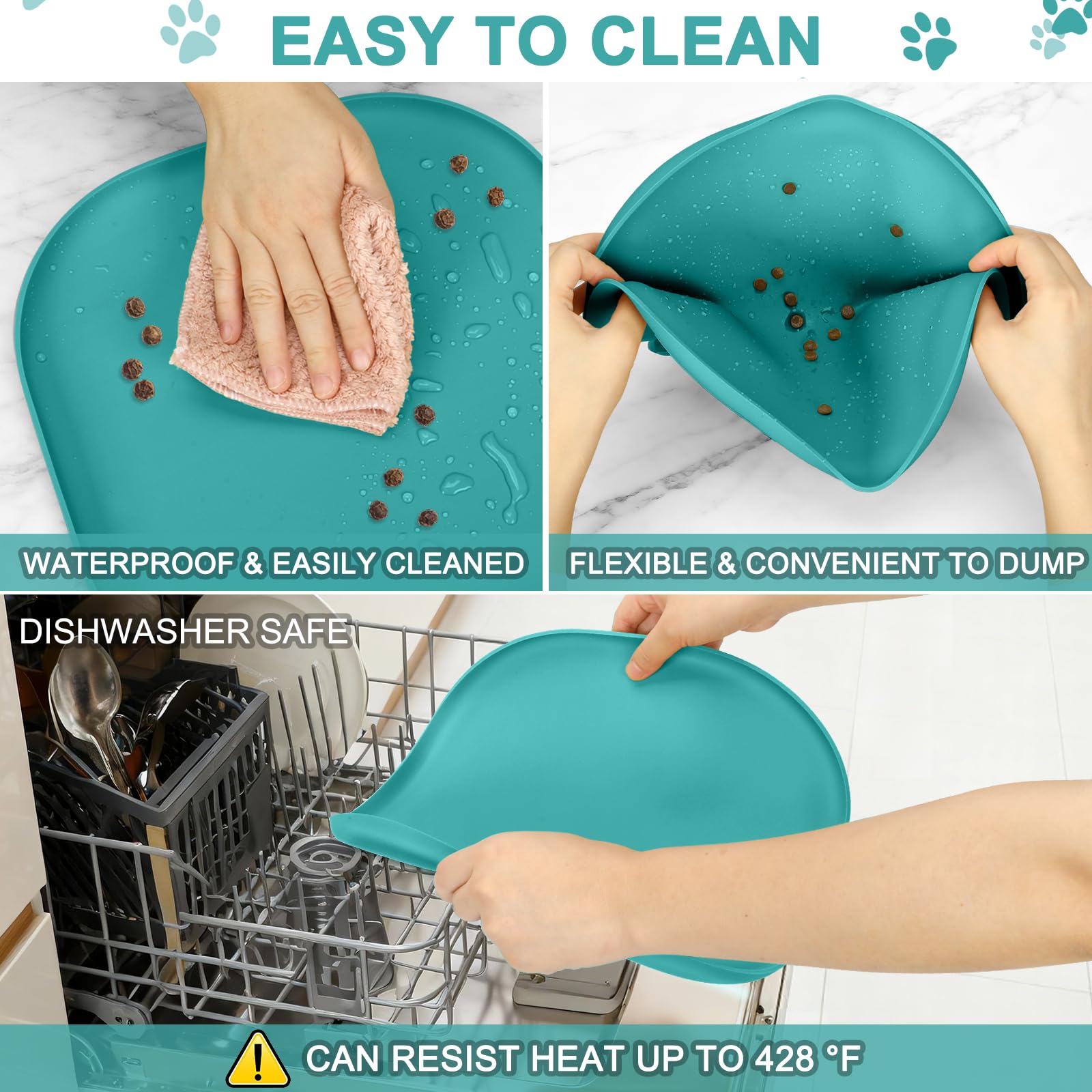 SMILOOL tapis alimentaire durable etanche 12x12 turquoise foncé.