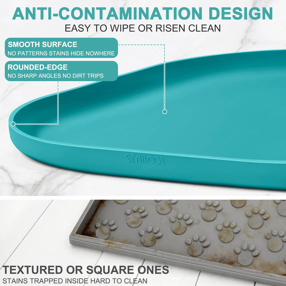 SMILOOL tapis nourriture animal couleur turquoise foncé, nettoyage rapide 12x12.