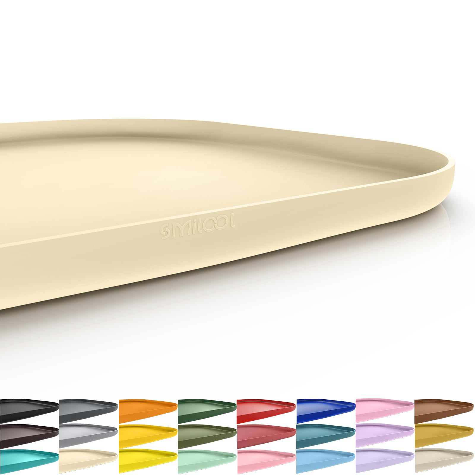 Tapis SMILOOL pour chat avec bord eleve, retient nourriture et eau.