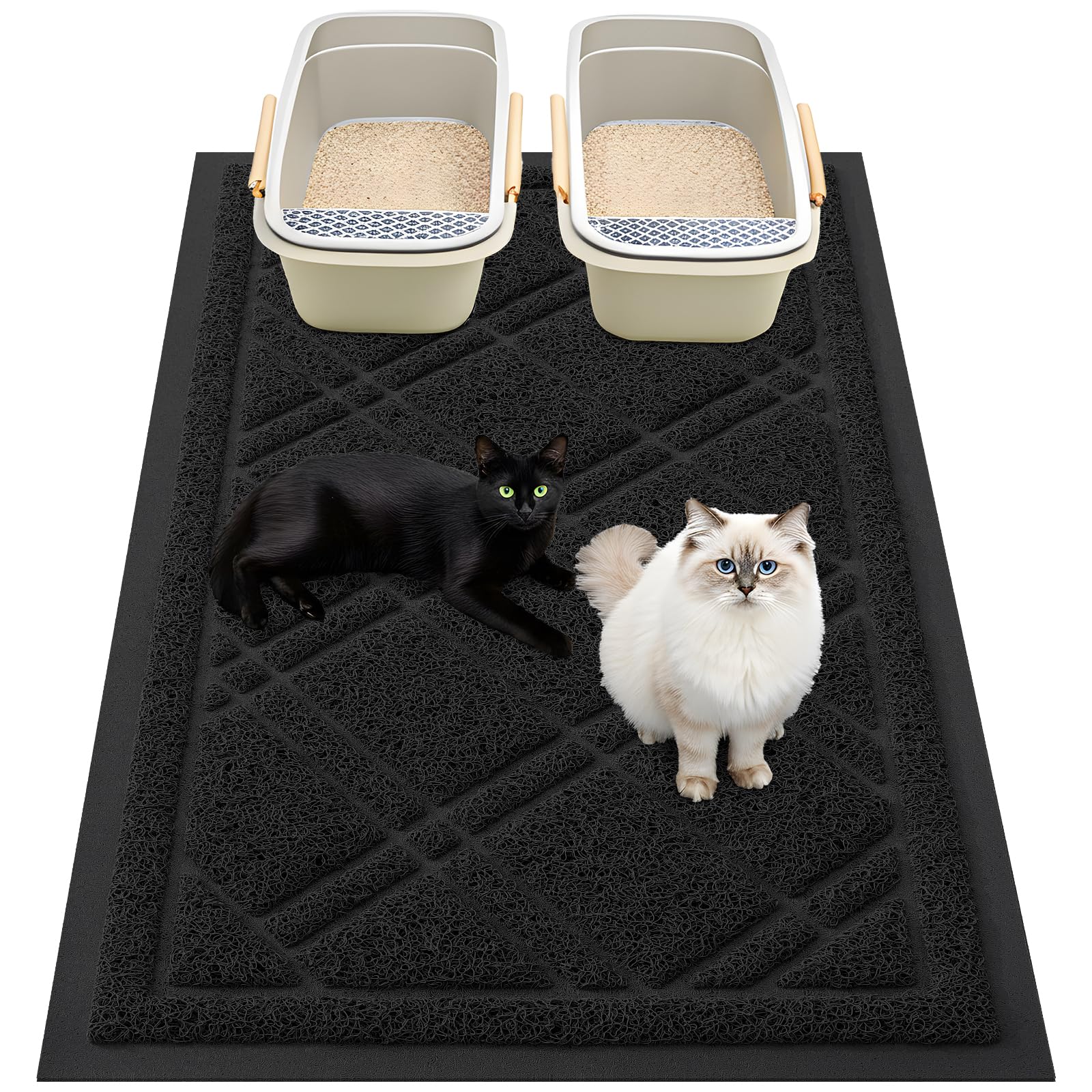 Smiry tapis-litiere-chat anti-glisse, stabilité assurée sur le sol.