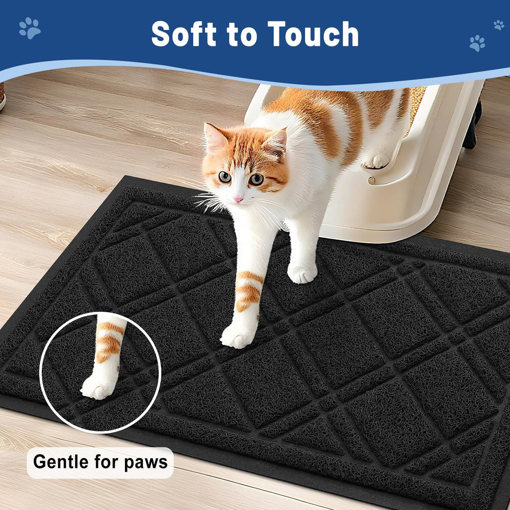 Smiry tapis-litiere-chat design-noir durable, silhouette élégante et résistante.