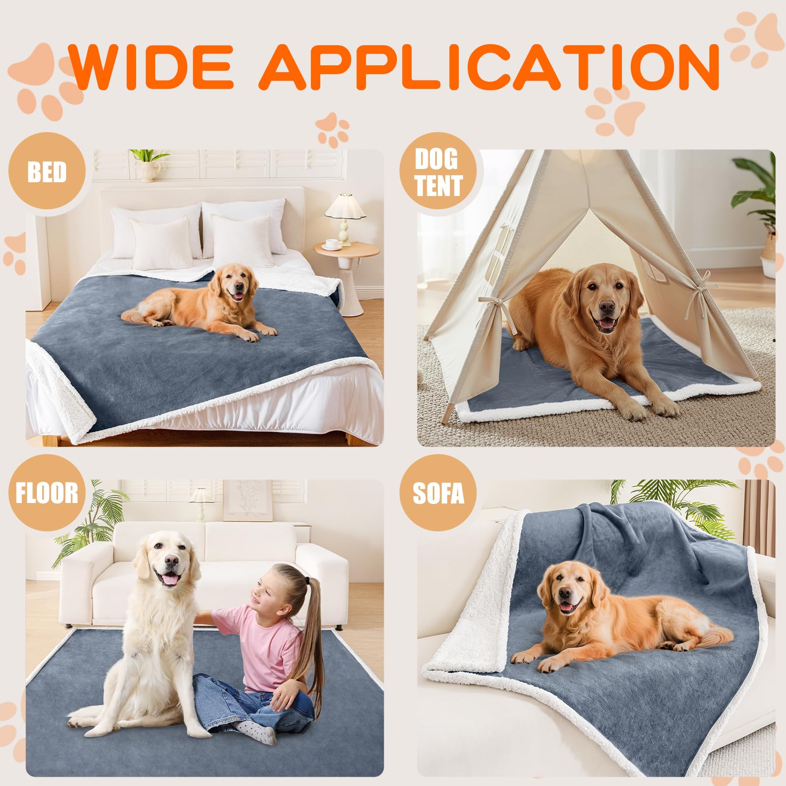 Tailles 50x60 Smiry, couverture adaptée pour grand canapé ou lit chien.