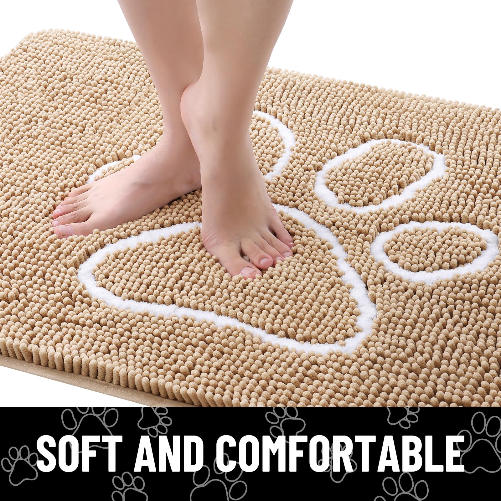 Smiry tapis de porte chien pattes sale design discret intérieur et extérieur