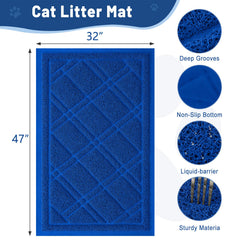 Smiry Tapis Litière Chat bleu démonstration anti-glisse protégeant le sol.
