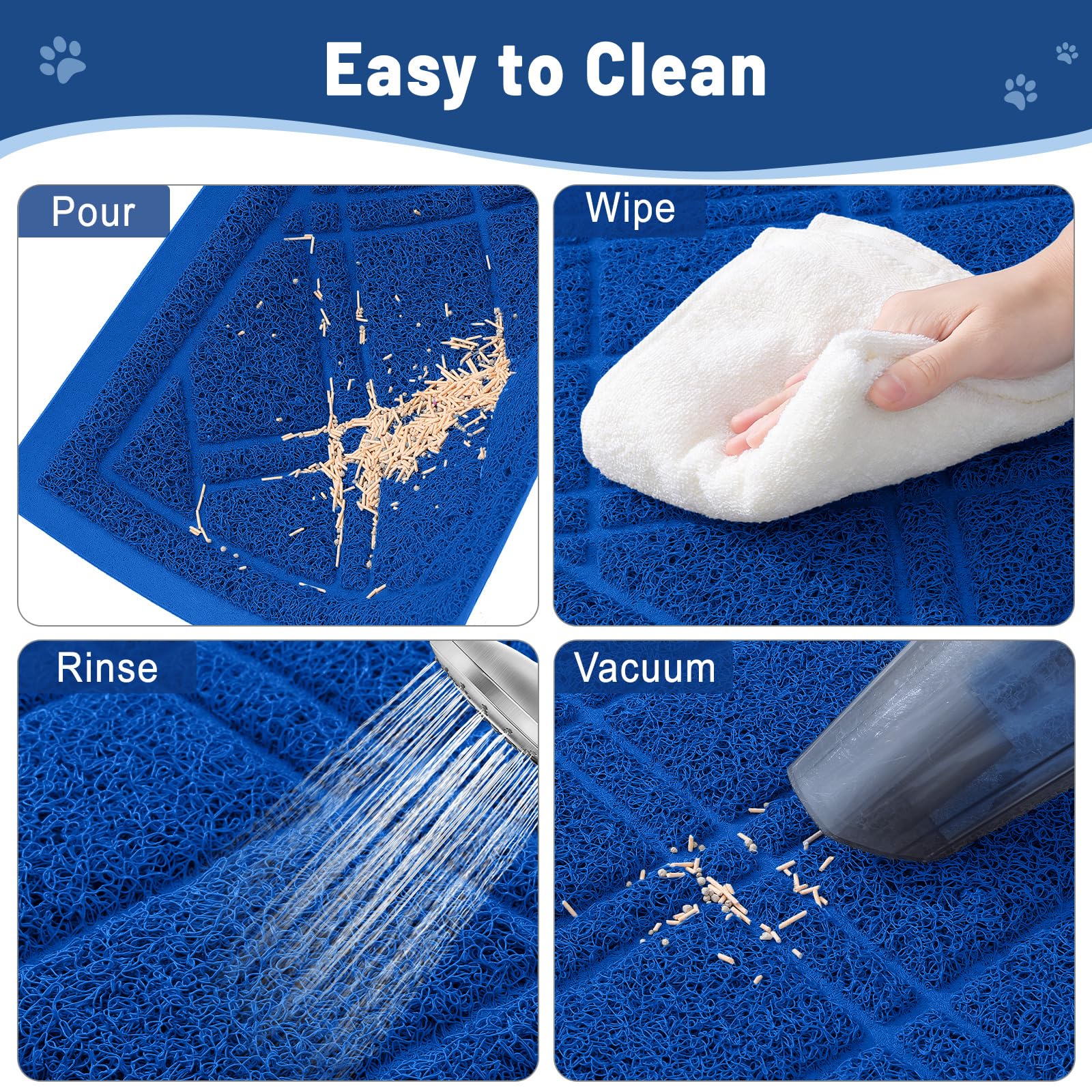 Smiry Tapis Litière Chat bleu douceur et confort pour les pattes sensibles.
