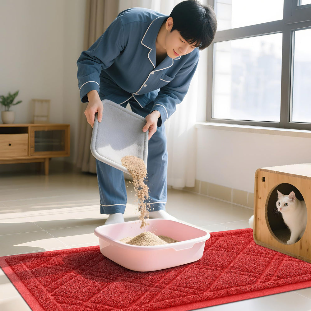 Tapis-litière Smiry rouge parfait pour intérieur.