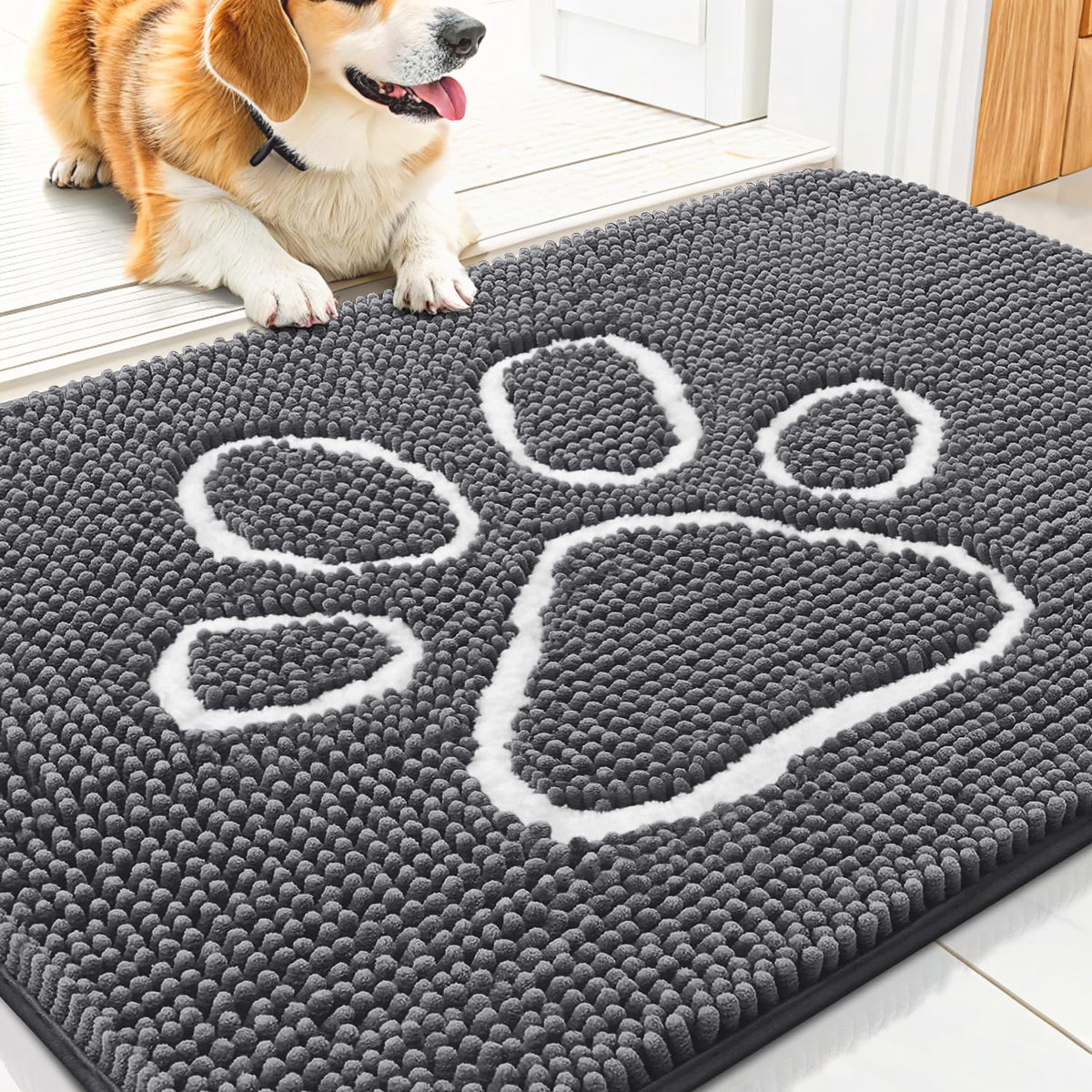 Smiry tapis-porte-chenille-douce-face-avant, douceur pour pieds et pattes à l'entrée.