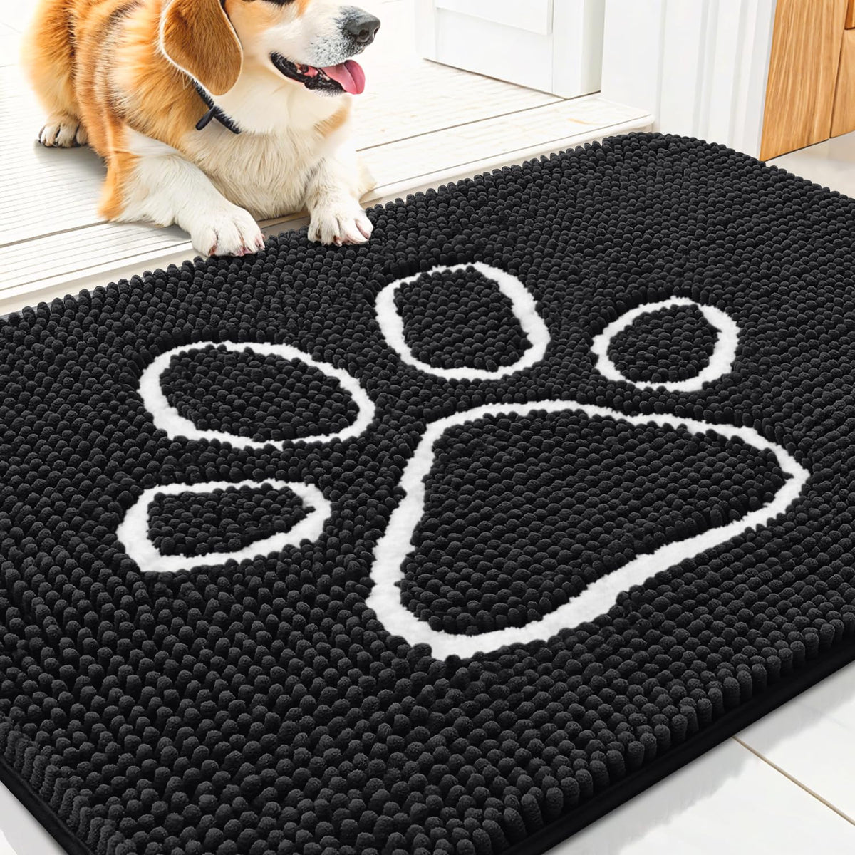 Tapis Smiry absorbant pour porte-chien, capte saleté et humidité.