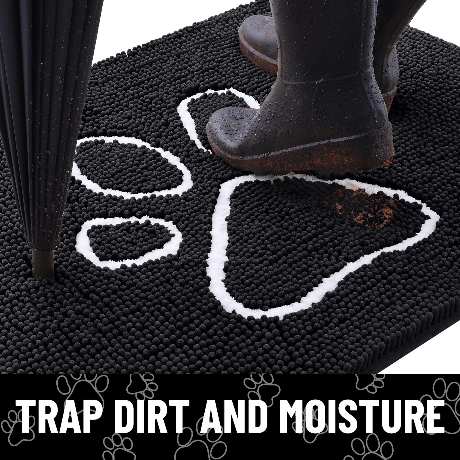 Tapis Smiry antidérapant avec base caoutchouc stable pour éviter les glissades.