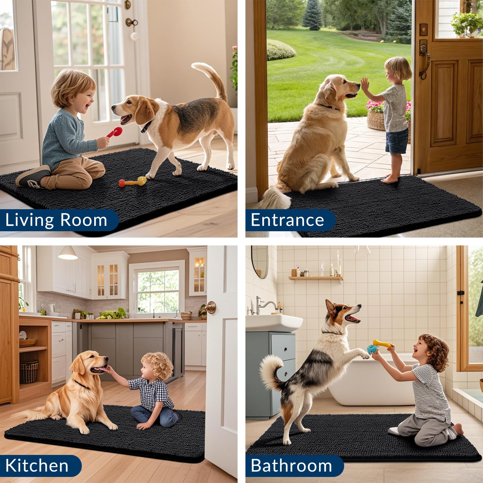 Smiry tapis porte-chien-utilisations-diverse: idéal pour entrée, couloir, garage et plus.
