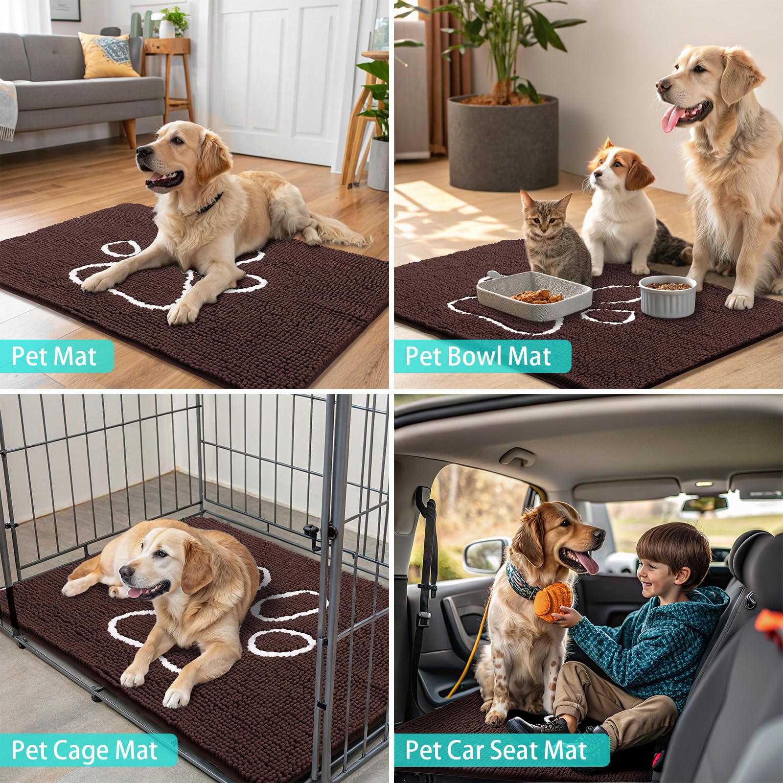 Smiry Tapis couleur brun et blanc pour une entrée élégante.