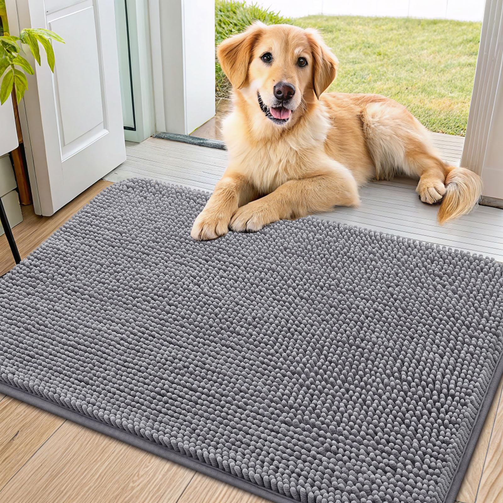 Tapis Smiry pour porte — pattes boueuses, retient boue et saleté.