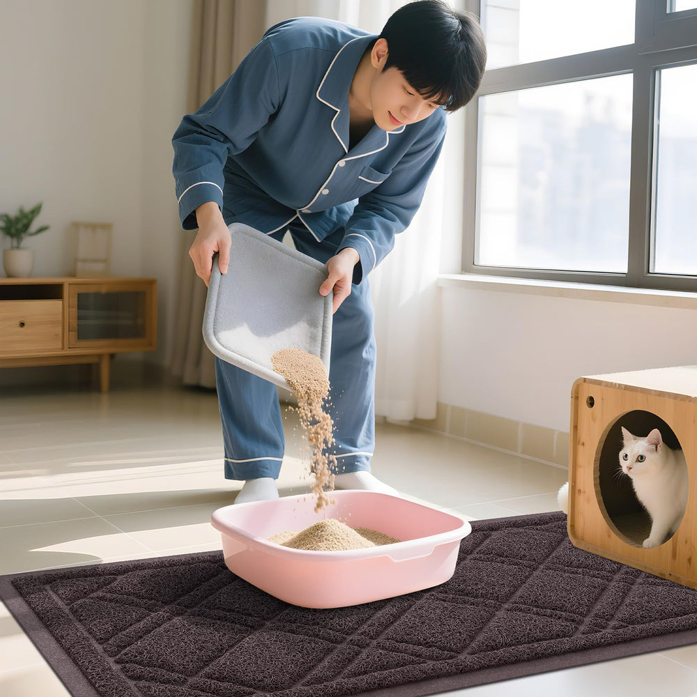 Propreté et entretien simplifié du sol grâce au tapis Smiry.